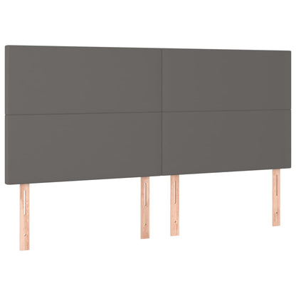 Hoofdbord LED 200x5x118/128 cm kunstleer grijs 200 x 5 x 118/128 cm Grijs