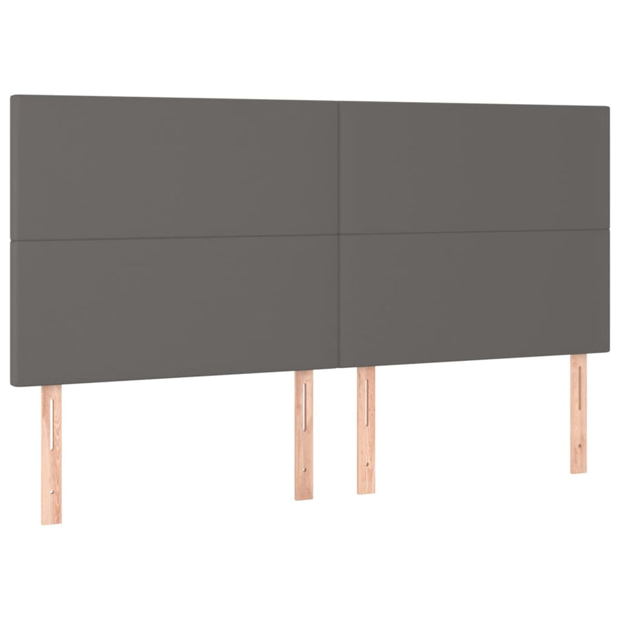 Hoofdbord LED 200x5x118/128 cm kunstleer grijs 200 x 5 x 118/128 cm Grijs
