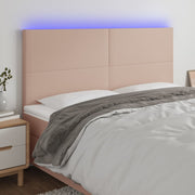 Hoofdbord 200x5x118/128 cm kunstleer cappuccino met LED