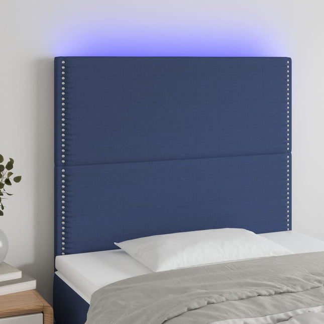 Hoofdbord Led Stof Blauw 80 x 5 x 118/128 cm