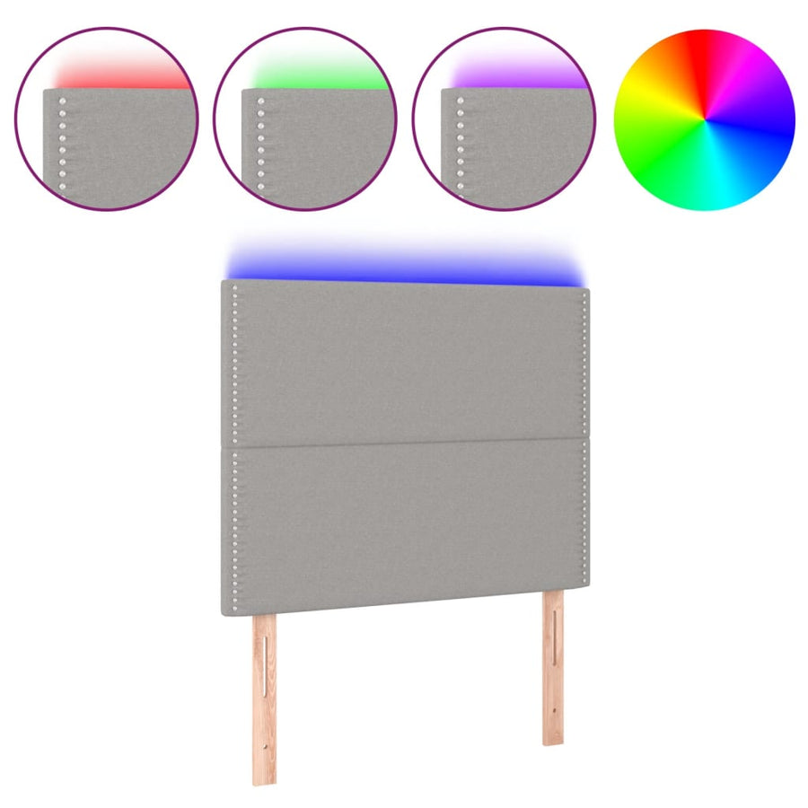 Hoofdbord Led Stof Lichtgrijs 90 x 5 x 118/128 cm