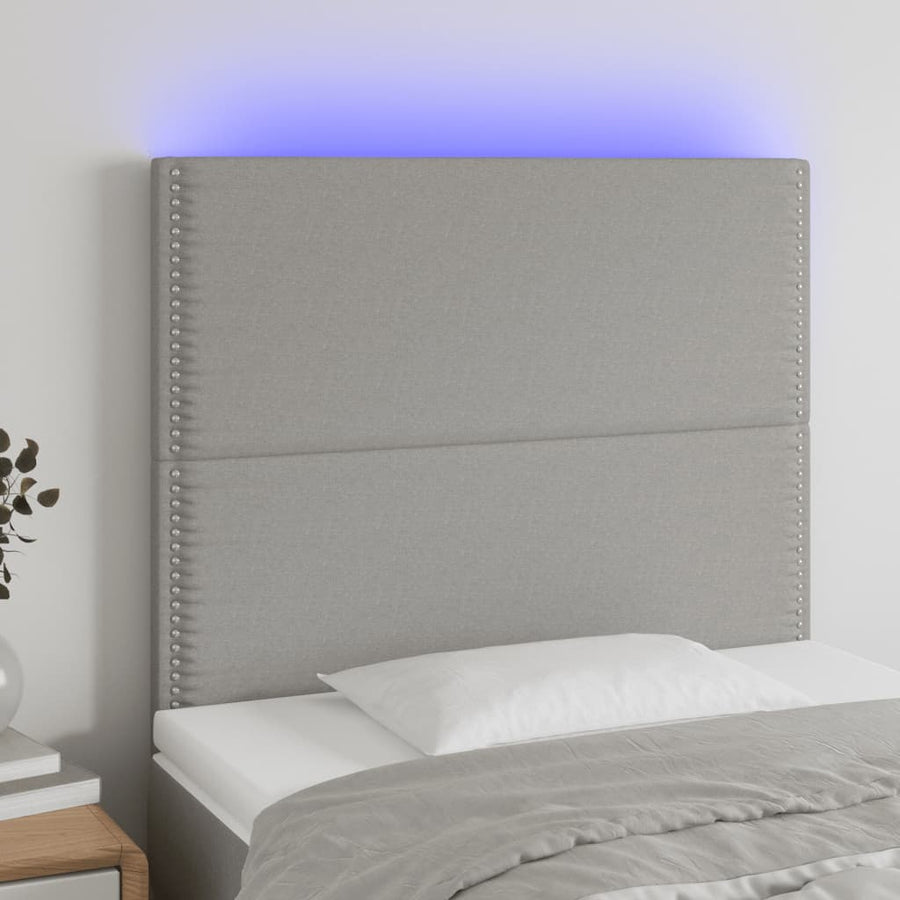 Hoofdbord Led Stof Lichtgrijs 90 x 5 x 118/128 cm