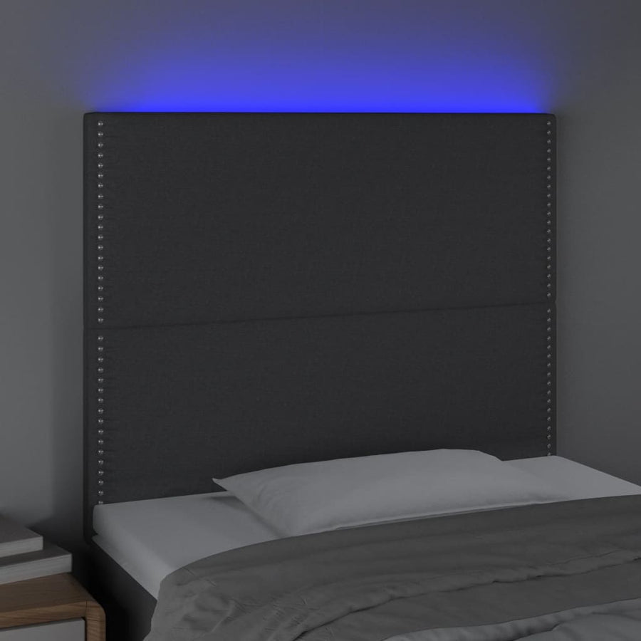Hoofdbord Led Stof Donkergrijs 90 x 5 x 118/128 cm