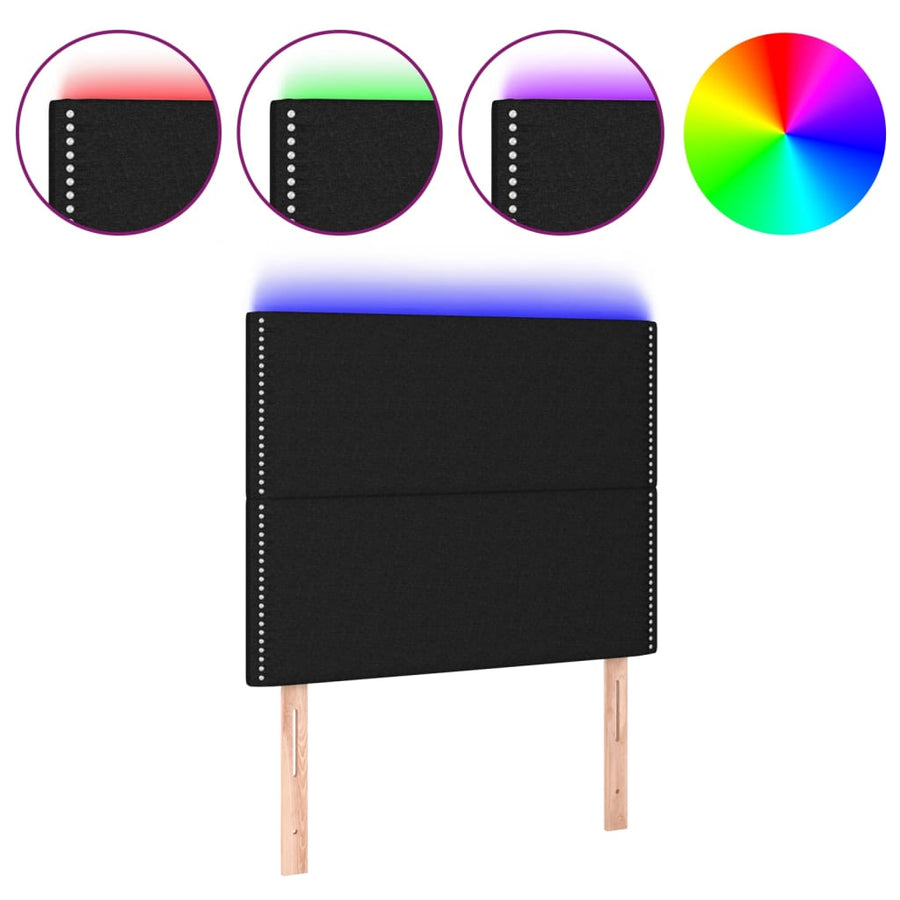 Hoofdbord Led Stof Zwart 90 x 5 x 118/128 cm