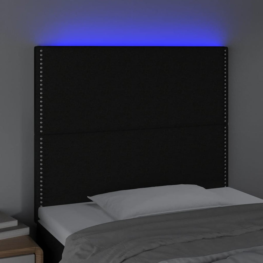 Hoofdbord Led Stof Zwart 90 x 5 x 118/128 cm