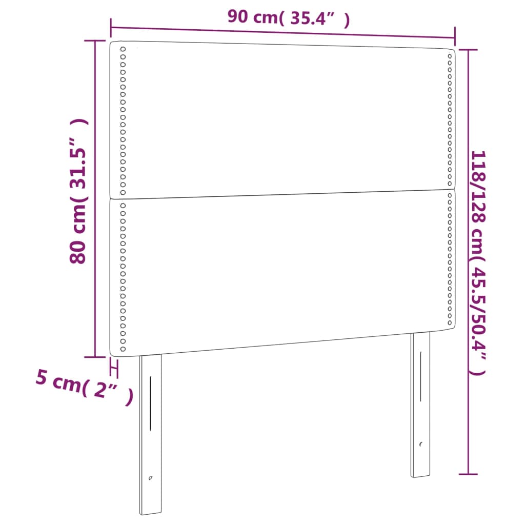 Hoofdbord LED 90x5x118/128 cm stof donkerbruin 90 x 5 x 118/128 cm