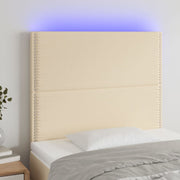Hoofdbord 90x5x118/128 cm stof crèmekleurig LED