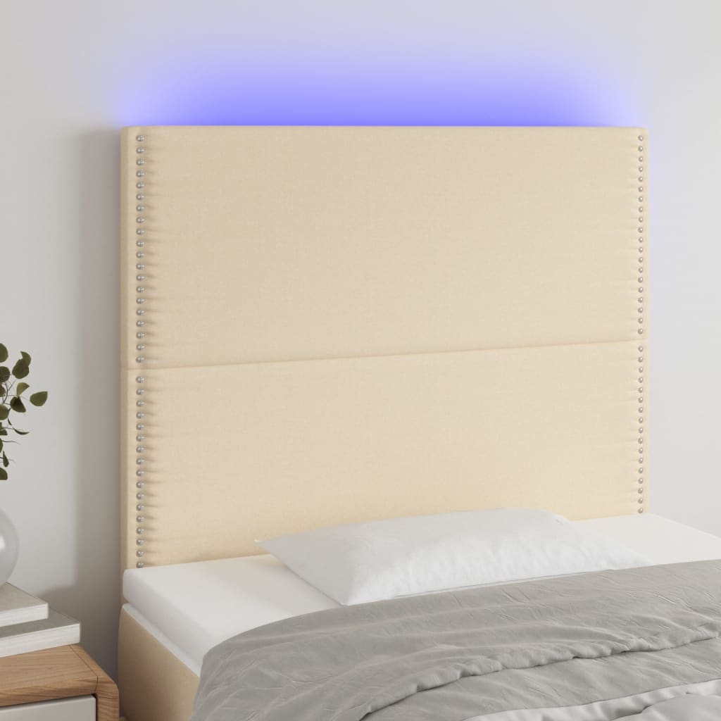 Hoofdbord Led Stof Kleurig Crème 90 x 5 x 118/128 cm