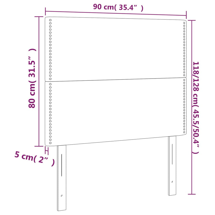 Hoofdbord Led Stof Blauw 90 x 5 x 118/128 cm