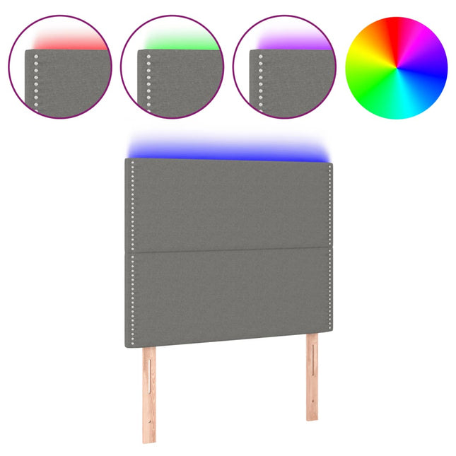 Hoofdbord LED 100x5x118/128 cm stof donkergrijs 100 x 5 x 118/128 cm