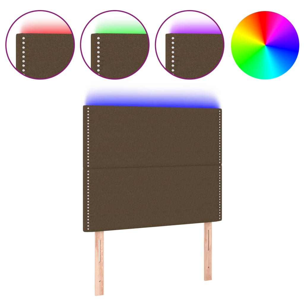 Hoofdbord Led Stof Donkerbruin 100 x 5 x 118/128 cm