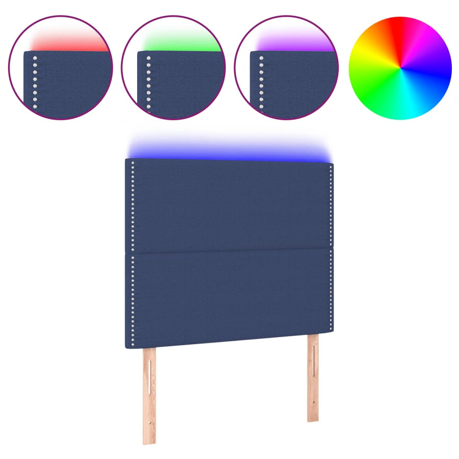 Hoofdbord LED 100x5x118/128 cm stof blauw 100 x 5 x 118/128 cm