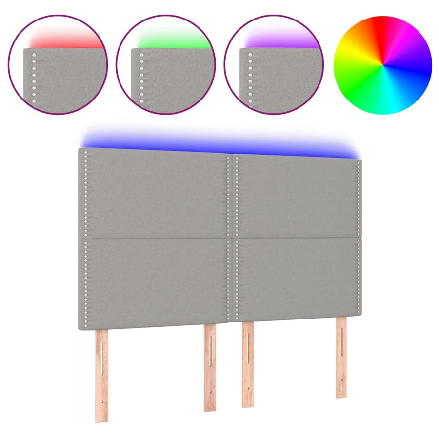 Hoofdbord Led Stof Lichtgrijs 144 x 5 x 118/128 cm