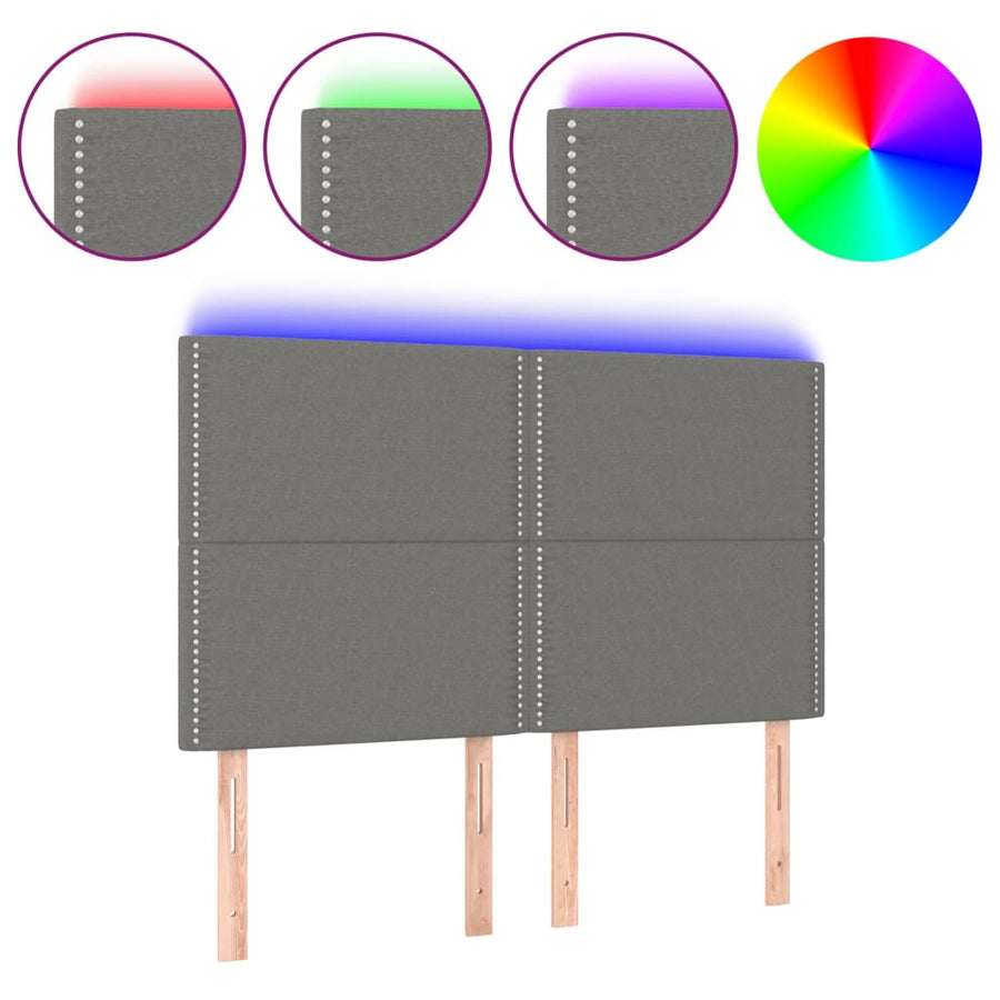 Hoofdbord Led Stof Donkergrijs 144 x 5 x 118/128 cm