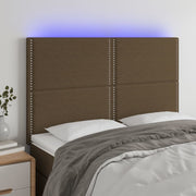 Hoofdbord 144x5x118/128 cm stof donkerbruin LED