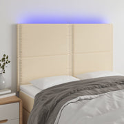 Hoofdbord 144x5x118/128 cm stof crèmekleurig met LED