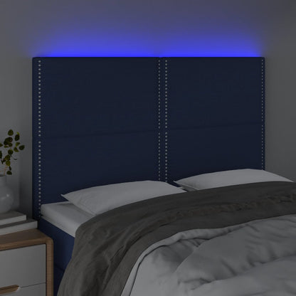 Hoofdbord Led Stof Blauw 144 x 5 x 118/128 cm