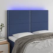 Hoofdbord 144x5x118/128 cm stof blauw LED