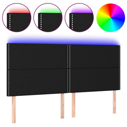 Hoofdbord Led Stof Zwart 160 x 5 x 118/128 cm