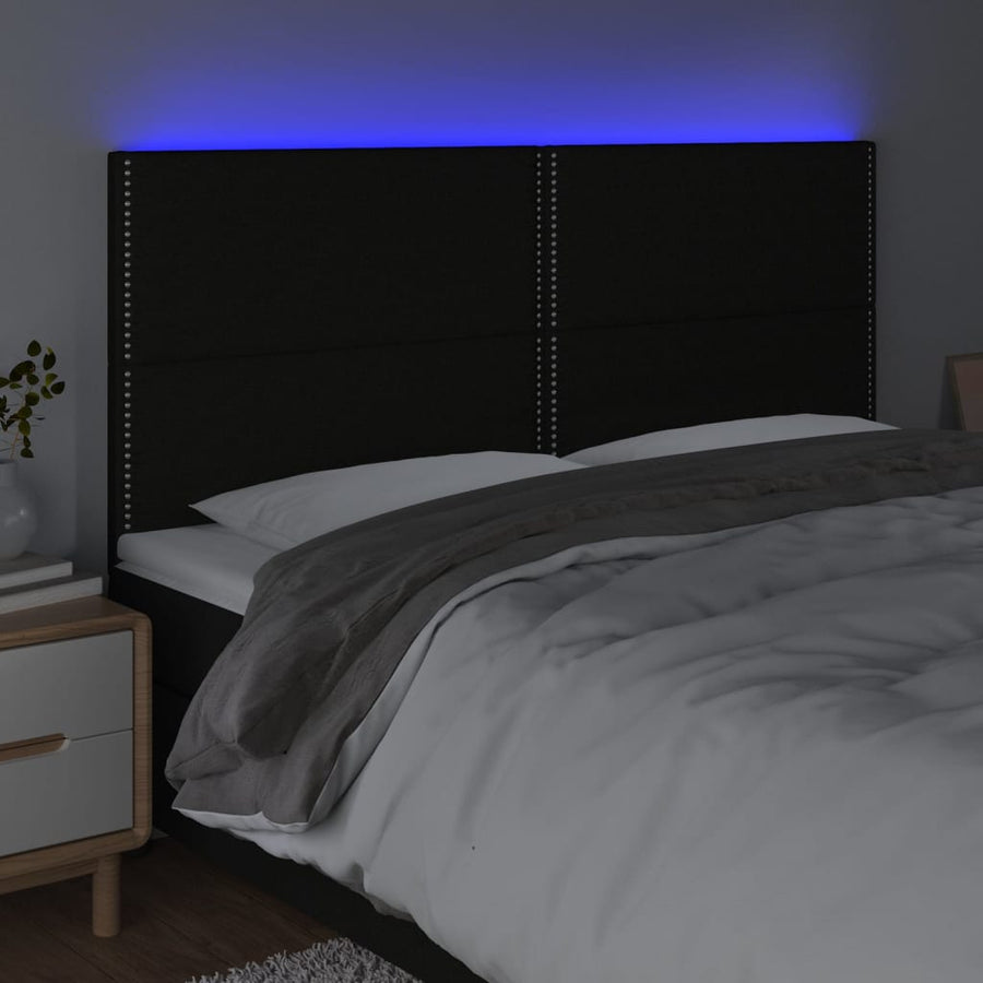 Hoofdbord Led Stof Zwart 160 x 5 x 118/128 cm