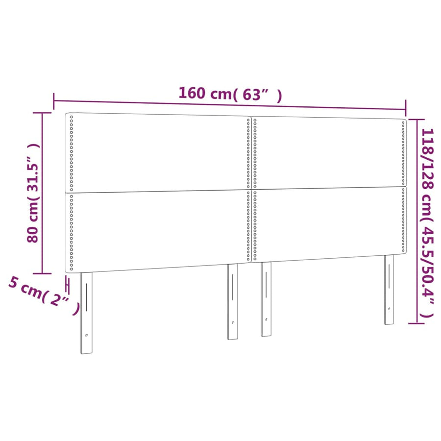 Hoofdbord Led Stof Zwart 160 x 5 x 118/128 cm