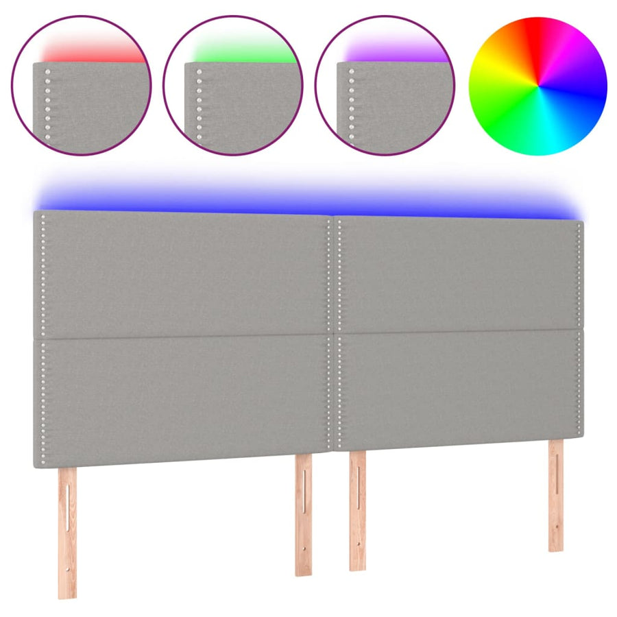 Hoofdbord Led Stof Lichtgrijs 180 x 5 x 118/128 cm