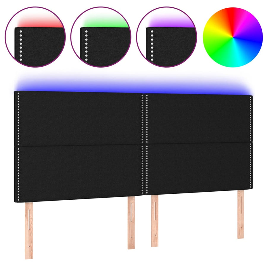 Hoofdbord Led Stof Zwart 180 x 5 x 118/128 cm