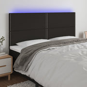 Hoofdbord 180x5x118/128 cm stof zwart LED