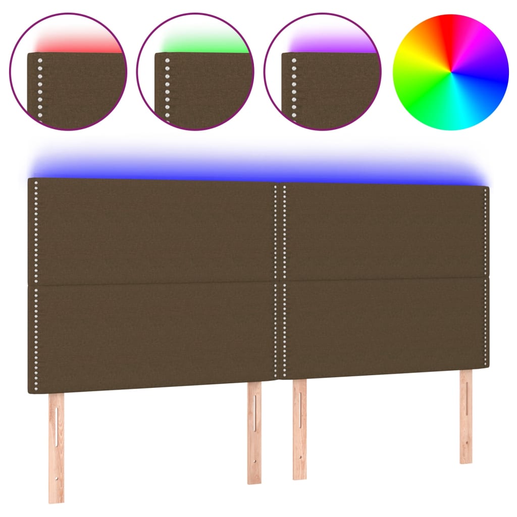 Hoofdbord LED 180x5x118/128 cm stof donkerbruin 180 x 5 x 118/128 cm