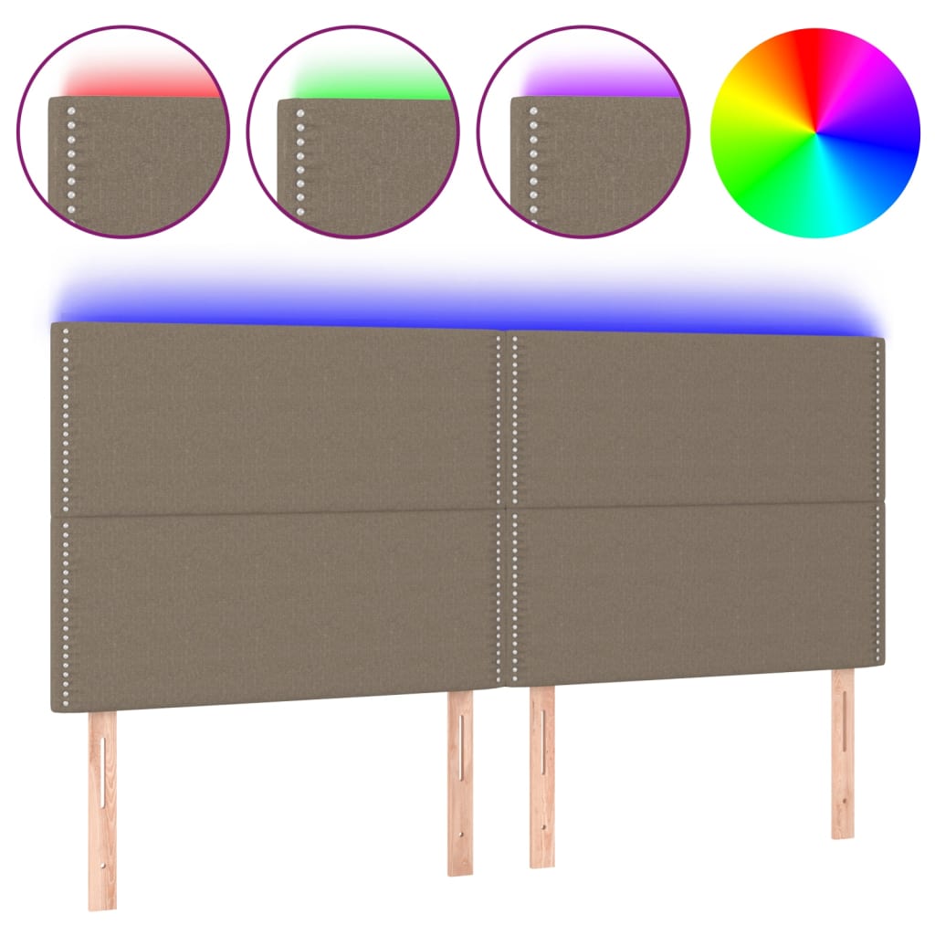 Hoofdbord Led Stof Taupe 180 x 5 x 118/128 cm