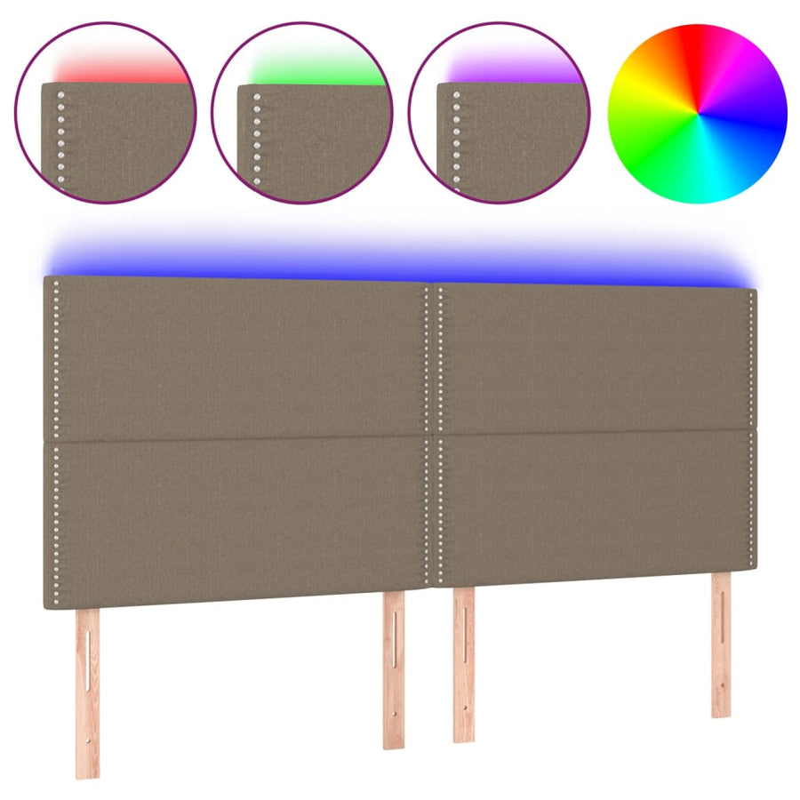Hoofdbord Led Stof Taupe 180 x 5 x 118/128 cm