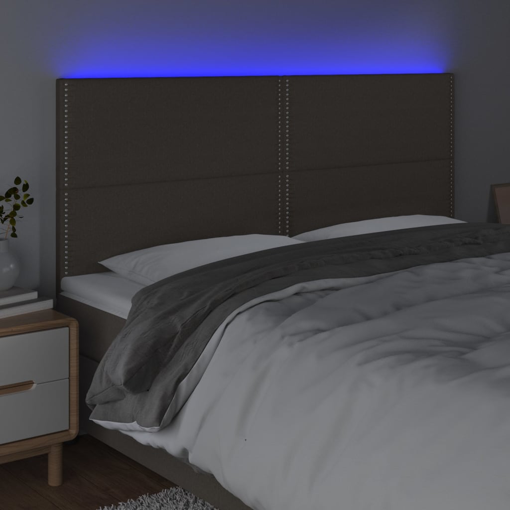 Hoofdbord Led Stof Taupe 180 x 5 x 118/128 cm