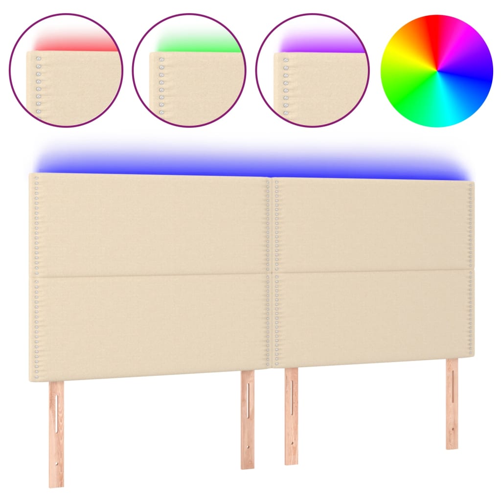Hoofdbord Led Stof Kleurig Crème 180 x 5 x 118/128 cm
