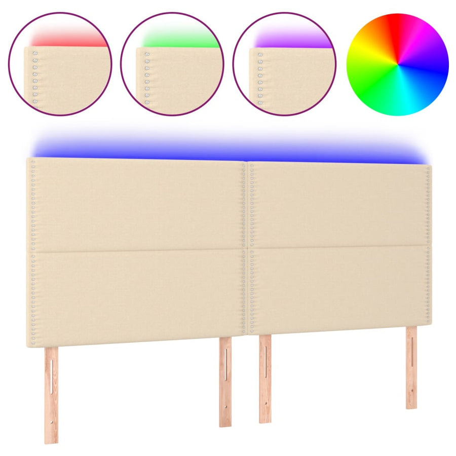 Hoofdbord Led Stof Kleurig Crème 180 x 5 x 118/128 cm