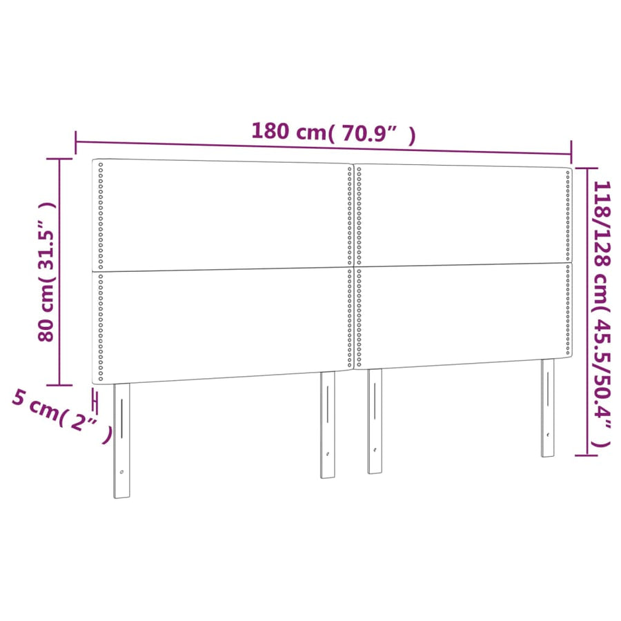 Hoofdbord Led Stof Kleurig Crème 180 x 5 x 118/128 cm