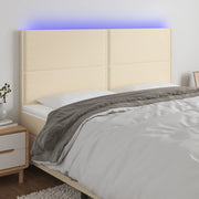 Hoofdbord 180x5x118/128 cm stof crèmekleurig LED