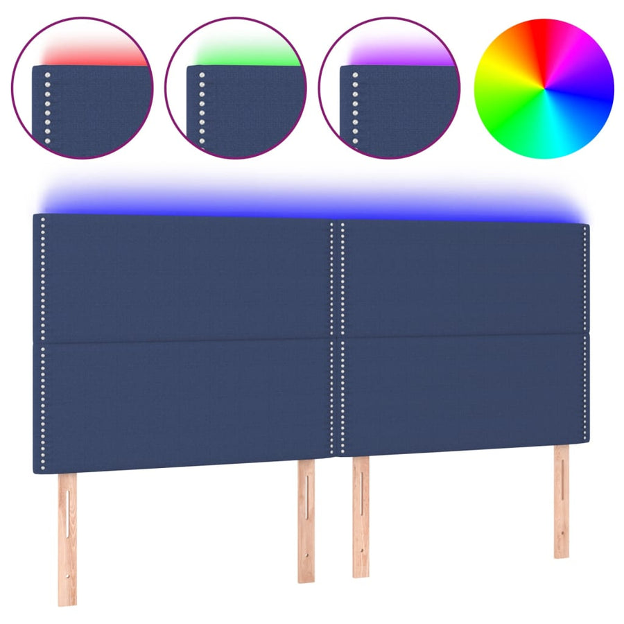 Hoofdbord Led Stof Blauw 180 x 5 x 118/128 cm