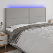 Hoofdbord 200x5x118/128 cm stof lichtgrijs LED