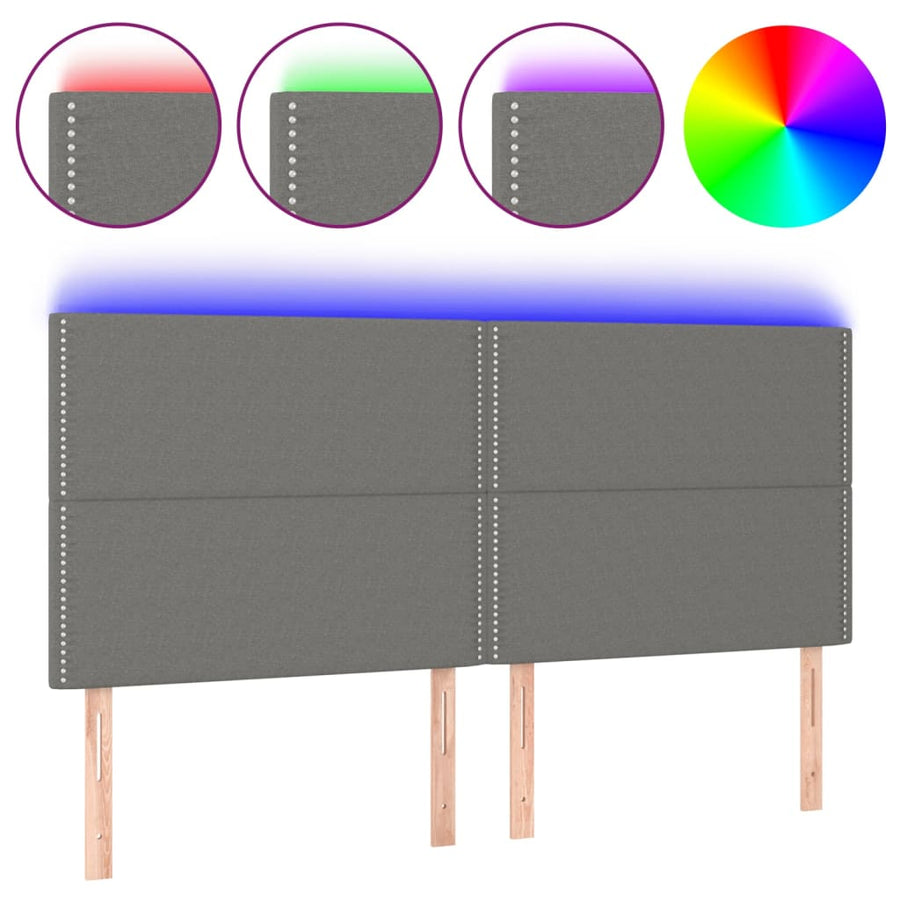 Hoofdbord Led Stof Donkergrijs 200 x 5 x 118/128 cm