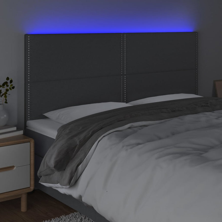 Hoofdbord Led Stof Donkergrijs 200 x 5 x 118/128 cm