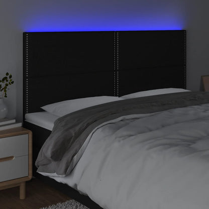 Hoofdbord Led Stof Zwart 200 x 5 x 118/128 cm