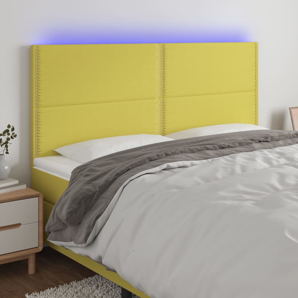 Hoofdbord Led 200X5X118/128 Cm Stof Donkerbruin