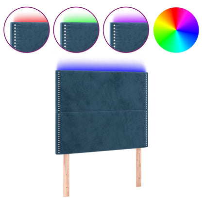 Hoofdbord Led Fluweel 80 x 5 x 118/128 cm Donkerblauw