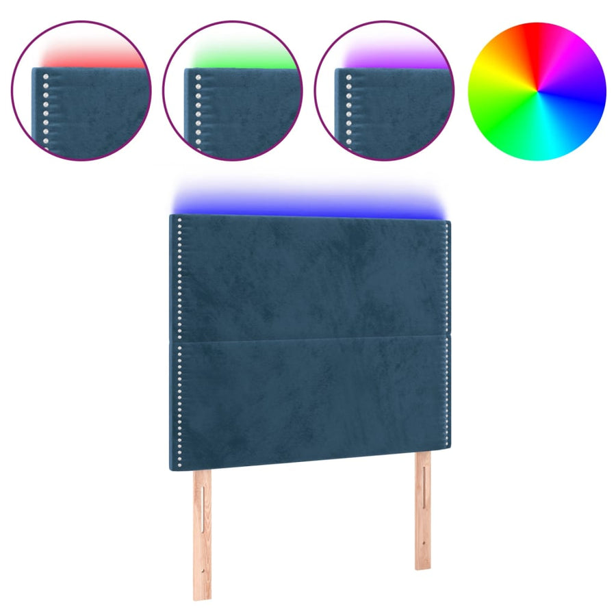 Hoofdbord Led Fluweel 80 x 5 x 118/128 cm Donkerblauw