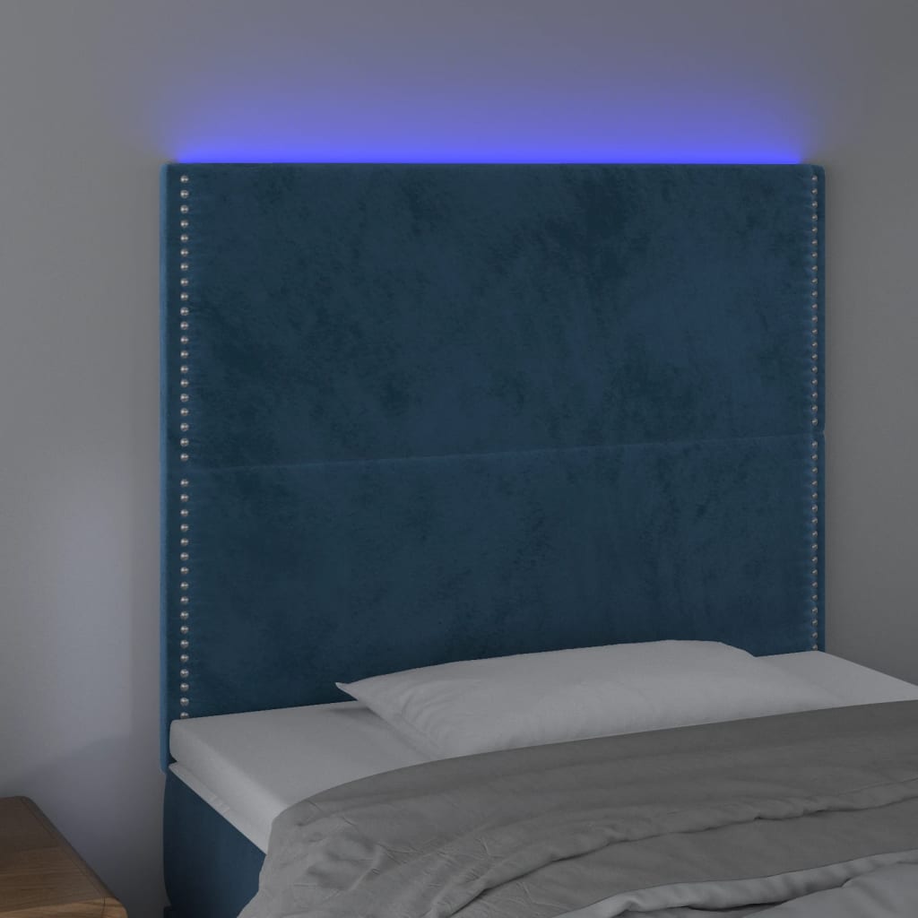 Hoofdbord Led Fluweel 80 x 5 x 118/128 cm Donkerblauw