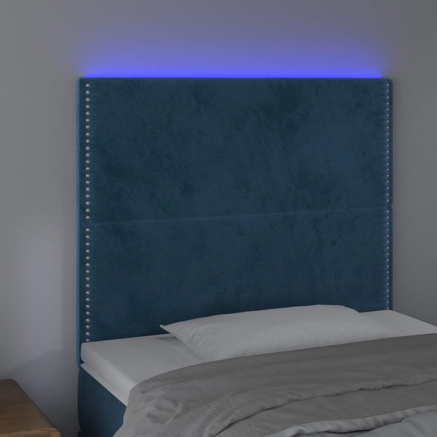 Hoofdbord Led Fluweel 80 x 5 x 118/128 cm Donkerblauw