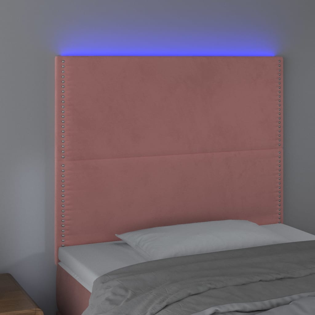Hoofdbord Led Fluweel 80 x 5 x 118/128 cm Roze