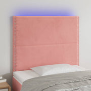 Hoofdbord 80x5x118/128 cm fluweel roze LED