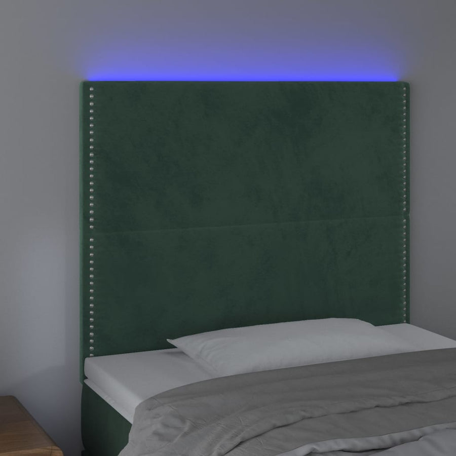 Hoofdbord Led Fluweel 90 x 5 x 118/128 cm Donkergroen