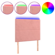 Hoofdbord 90x5x118/128 cm fluweel roze LED